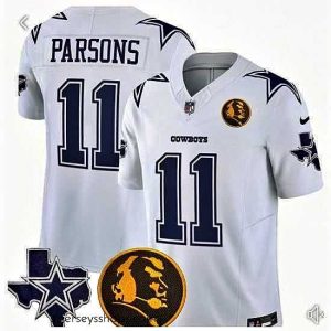 Exquisite Dallas Cowboys 11 Micah Parsons White John Madden Patch Vapor Limited Stitched Football Jersey