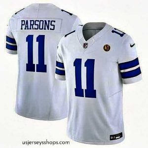 Captivating Dallas Cowboys 11 Micah Parsons White2023 F.U.S.E  With John Madden Patch Vapor Limited Stitched Football Jersey