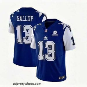 Sensational Dallas Cowboys 13 Michael Gallup Navy 2023 F.U.S.E  With 1960 Patch Vapor Limited Stitched Football Jersey