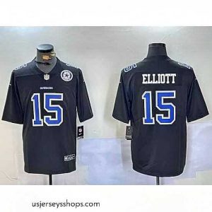 Captivating Dallas Cowboys 15 Ezekiel Elliott Black Throwback Vapor Untouchable Limited Stitched Football Jersey 1