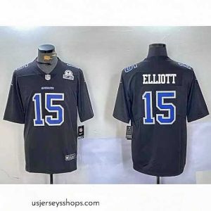 Stellar Dallas Cowboys 15 Ezekiel Elliott Black Throwback Vapor Untouchable Limited Stitched Football Jersey 2