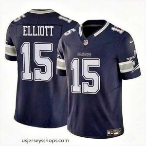 Glamorous Dallas Cowboys 15 Ezekiel Elliott Navy 2023 F.U.S.E Vapor Untouchable Limited Stitched Football Jersey