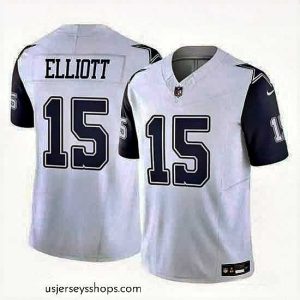Stellar Dallas Cowboys 15 Ezekiel Elliott White 2023 F.U.S.E Color Rush Limited Stitched Football Jersey
