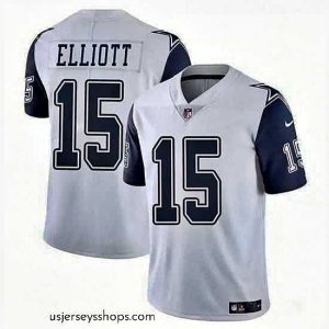 Sensational Dallas Cowboys 15 Ezekiel Elliott White Color Rush Limited Stitched Football Jersey