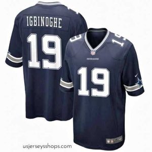 Breathtaking Dallas Cowboys 19 Noah Igbinoghene Navy Stitched Football Game Jersey