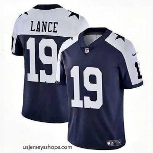 Stunning Dallas Cowboys 19 Trey Lance Navy White Thanksgiving Vapor Untouchable Limited Stitched Football Jersey