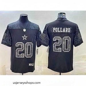 Stellar Dallas Cowboys 20 Tony Pollard Black Reflective Limited Stitched Football Jersey