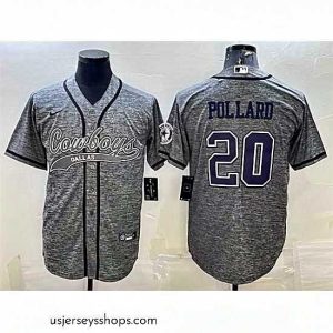 Captivating Dallas Cowboys 20 Tony Pollard Grey With Patch Cool Base Stitched Baseball Jersey