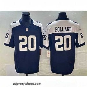 Exquisite Dallas Cowboys 20 Tony Pollard Navy 2023 F.U.S.E Thanksgiving Limited Stitched Football Jersey