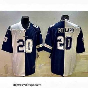 Stunning Dallas Cowboys 20 Tony Pollard Navy White Split Vapor Untouchable Limited Stitched Jersey