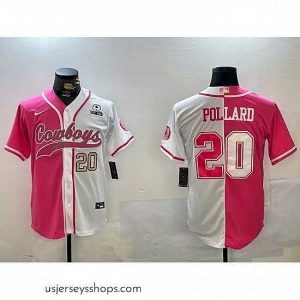 Exquisite Dallas Cowboys 20 Tony Pollard Red White With Patch Cool Base Stitched Baseball Jersey 3
