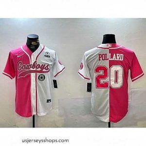 Enchanting Dallas Cowboys 20 Tony Pollard Red White With Patch Cool Base Stitched Baseball Jersey