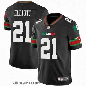Exquisite Dallas Cowboys 21 Ezekiel Elliott Black Mexico Vapor Limited Stitched Football Jersey