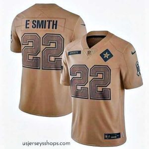 Exquisite Dallas Cowboys 22 Emmitt Smith 2023 Brown Salute To Service Limited Stitched Jersey