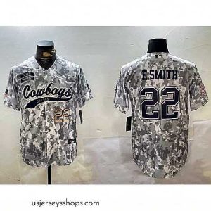 Sensational Dallas Cowboys 22 Emmitt Smith 2024 Arctic Camo Salute To Service Stitched Baseball Jersey 2