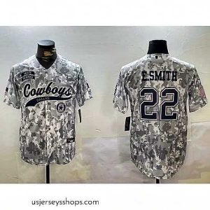 Sensational Dallas Cowboys 22 Emmitt Smith 2024 Arctic Camo Salute To Service Stitched Baseball Jersey 3
