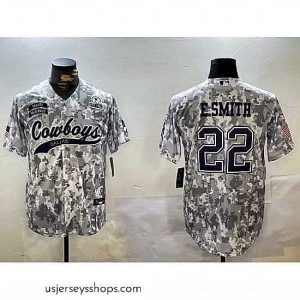 Stellar Dallas Cowboys 22 Emmitt Smith 2024 Arctic Camo Salute To Service Stitched Baseball Jersey 5