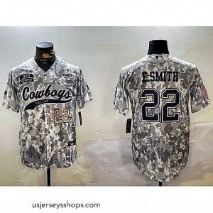 Exquisite Dallas Cowboys 22 Emmitt Smith 2024 Arctic Camo Salute To Service Stitched Baseball Jersey 6