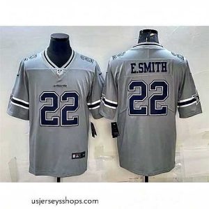 Sensational Dallas Cowboys 22 Emmitt Smith Grey Inverted Edition Stitched Jersey