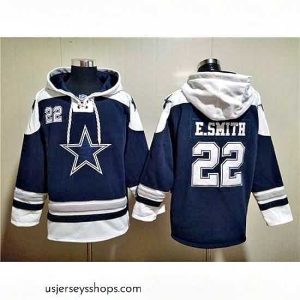 Alluring Dallas Cowboys 22 Emmitt Smith Navy Ageless Must Have Lace Up Pullover Hoodie