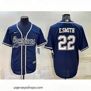 Magnificent Dallas Cowboys 22 Emmitt Smith Navy Cool Base Stitched Baseball Jersey