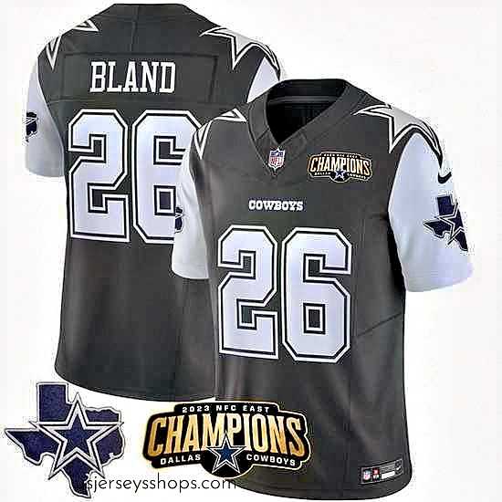 Exquisite Dallas Cowboys 26 DaRon Bland Black White 2023 F.U.S.E NFC East Champions Patch Stitched Football Jersey