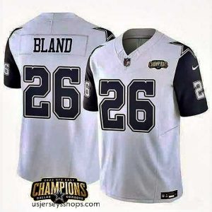 Captivating Dallas Cowboys 26 DaRon Bland White Navy 2023 F.U.S.E  NFC East Champions Patch Stitched Football Jersey