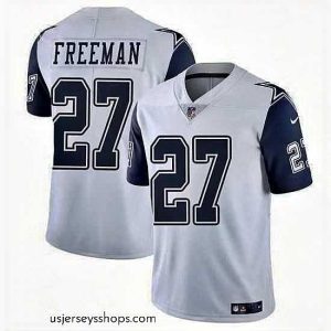 Glamorous Dallas Cowboys 27 Royce Freeman White Color Rush Limited Stitched Football Jersey