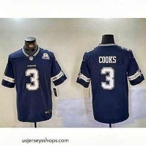 Stellar Dallas Cowboys 3 Brandin Cooks Navy Vapor Untouchable Limited Stitched Football Jersey 2