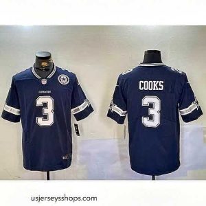 Glamorous Dallas Cowboys 3 Brandin Cooks Navy Vapor Untouchable Limited Stitched Football Jersey