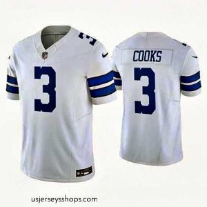 Stunning Dallas Cowboys #3 Brandin Cooks White Vapor Limited Stitched Jersey