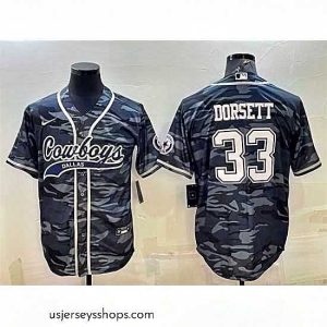 Stellar Dallas Cowboys 33 Tony Dorsett Grey Camo With Patch Cool Base Stitched Baseball Jersey