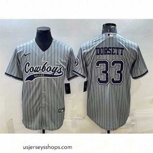 Enchanting Dallas Cowboys 33 Tony Dorsett Grey With Patch Cool Base Stitched Baseball Jersey