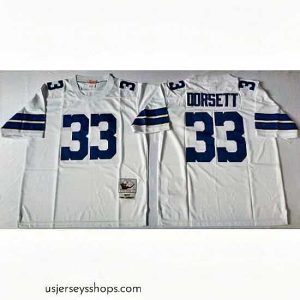 Glamorous Dallas Cowboys 33 Tony Dorsett White M&N Throwback Jersey