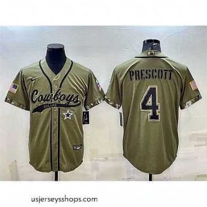 Captivating Dallas Cowboys 4 Dak Prescott 2022 Olive Salute To Service Cool Base Stitched Baseball Jersey