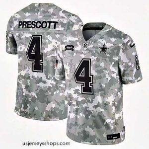 Stunning Dallas Cowboys 4 Dak Prescott 2024 Arctic Camo Salute To Service Limited Stitched Football Jersey