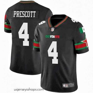 Breathtaking Dallas Cowboys 4 Dak Prescott Black Mexico Vapor Limited Stitched Football Jersey