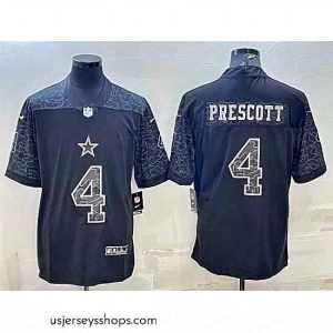 Exquisite Dallas Cowboys 4 Dak Prescott Black Reflective Limited Stitched Football Jersey