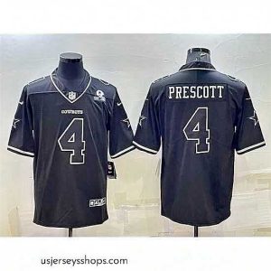 Glamorous Dallas Cowboys 4 Dak Prescott Black With 1960 Patch Limited Stitched Football Jersey
