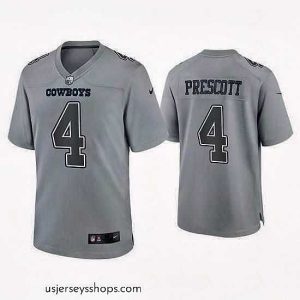 Sensational Dallas Cowboys 4 Dak Prescott Grey Atmosphere Fashion Stitched Game Jersey