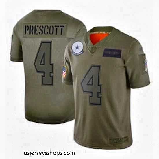 Exquisite Dallas Cowboys 4 Dak Prescott Limited Camo 2019 Salute to Service Football Jersey