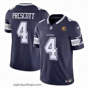 Captivating Dallas Cowboys 4 Dak Prescott Navy 2023 F.U.S.E  With John Madden Patch Vapor Limited Stitched Football Jersey