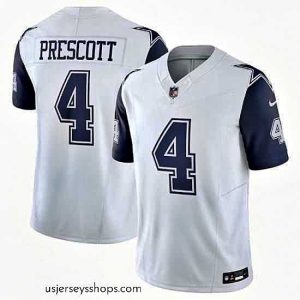 Magnificent Dallas Cowboys 4 Dak Prescott White 2023 F.U.S.E  Vapor Limited Stitched Football Jersey