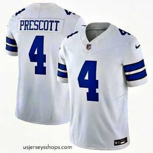 Alluring Dallas Cowboys 4 Dak Prescott White 2023 F.U.S.E  Vapor Limited Stitched Football JerseyS