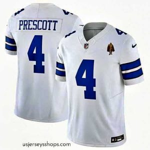 Breathtaking Dallas Cowboys 4 Dak Prescott White 2023 F.U.S.E  With Walter Payton Patch Vapor Limited Stitched Football Jersey