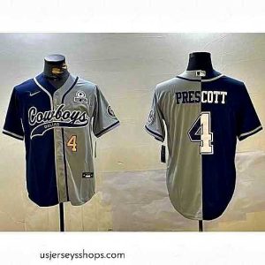 Alluring Dallas Cowboys 4 grey Team With Patch Cool Base Stitched Baseball Jersey 17