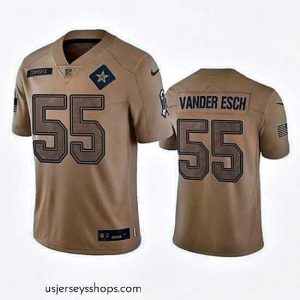 Glamorous Dallas Cowboys 55 Leighton Vander Esch 2023 Brown Salute To Service Limited Stitched Football Jersey