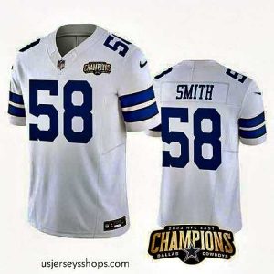 Stellar Dallas Cowboys 58 Mazi Smith White 2023 F.U.S.E  NFC East Champions Patch Stitched Football Jersey