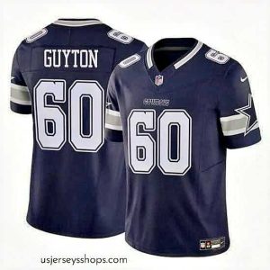 Glamorous Dallas Cowboys 60 Tyler Guyton Navy 2024 Draft F.U.S.E Vapor Untouchable Limited Stitched Football Jersey