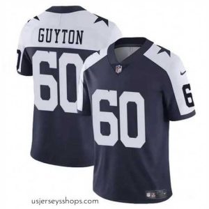 Sensational Dallas Cowboys 60 Tyler Guyton Navy White 2024 Draft Vapor Untouchable Thanksgiving Limited Stitched Football Jersey
